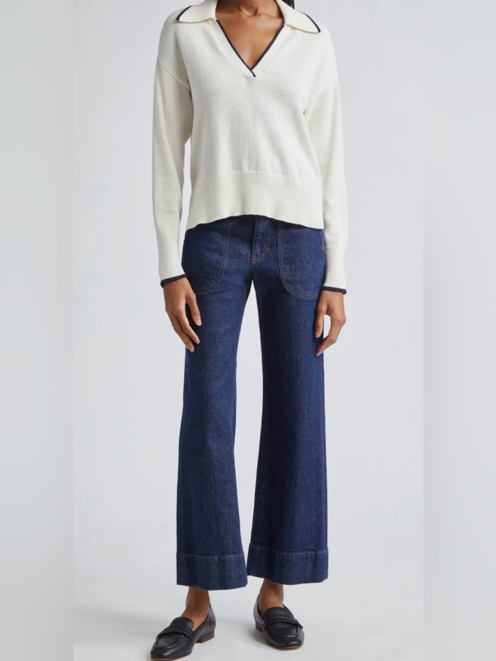 Veronica Beard Hilde HR Wide Leg Ankle Jeans